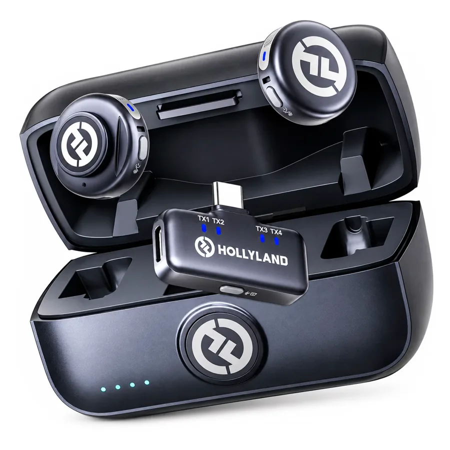 Micrófono de solapa Hollyland LARK M3 Combo USB-C para Smartphone Inalámbrico - Negro (2TX-1RX)