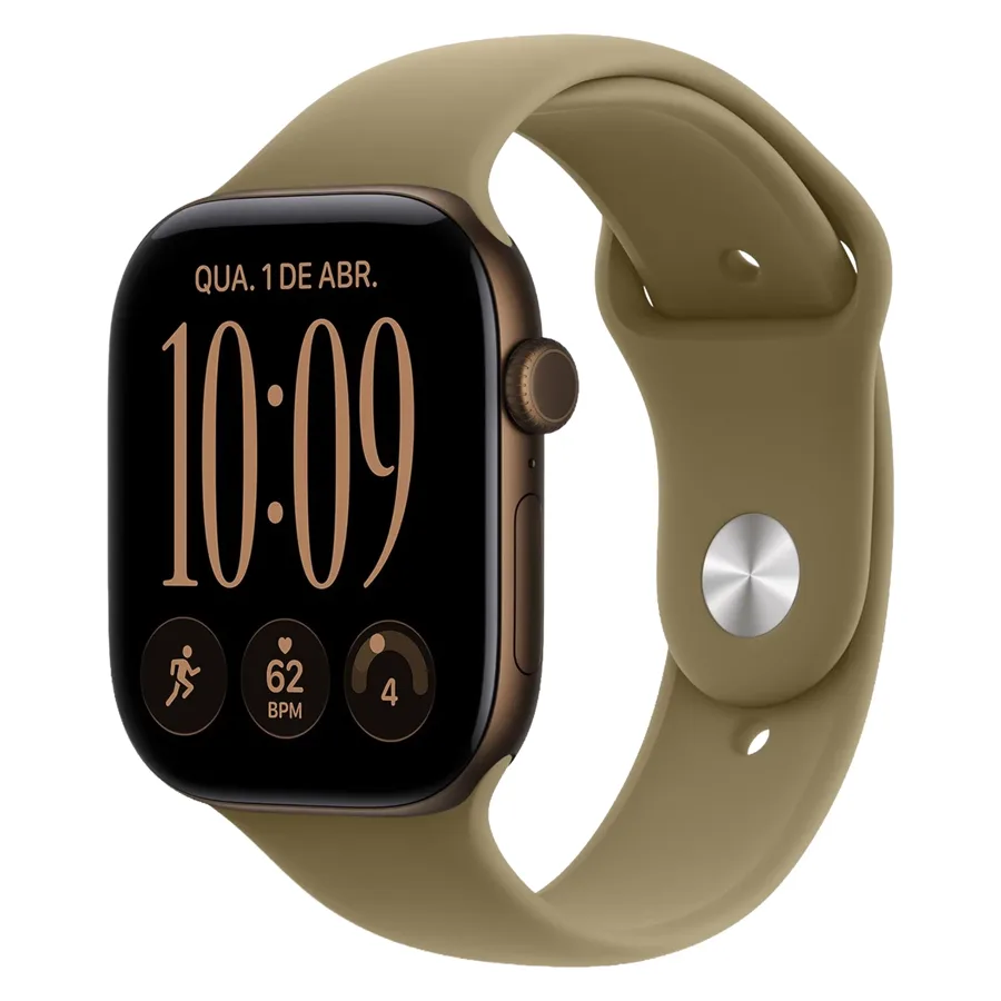 Apple Watch Series 12 MJEU4LS/A caja de aluminio 46mm Bronce oscuro - deportiva Oliva M/L